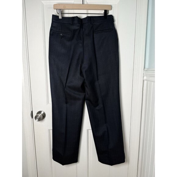 Gant Men’s 2 Piece Navy Blue Windowpane Check Pleated Euro Fit Suit Size In Disc - Picture 10 of 16